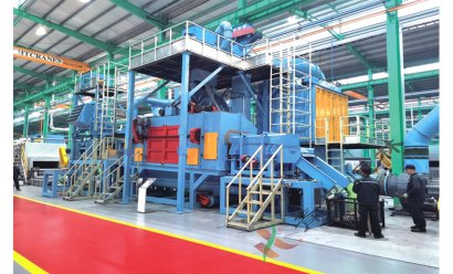 橡膠履帶、鋼履帶連續(xù)通過式拋丸清理線